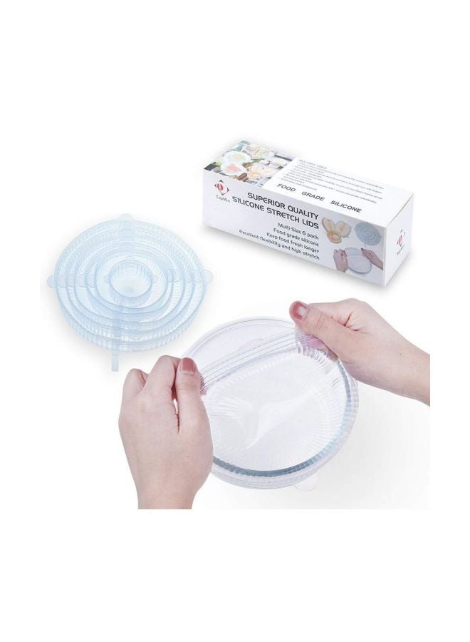 Generic 6-Piece Food Silicone Saran Wrap Cover Lid 6PFS Clear  - Image 4