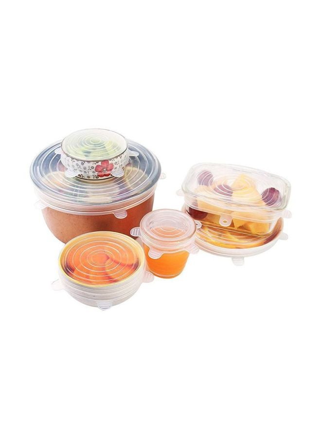 Generic 6-Piece Food Silicone Saran Wrap Cover Lid 6PFS Clear  - Image 3