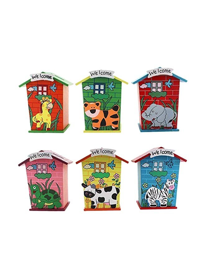 جولد ليف مجموعة حصالات من الخشب بتصميم حيوانات مكونة من 6 قطع - Image 1