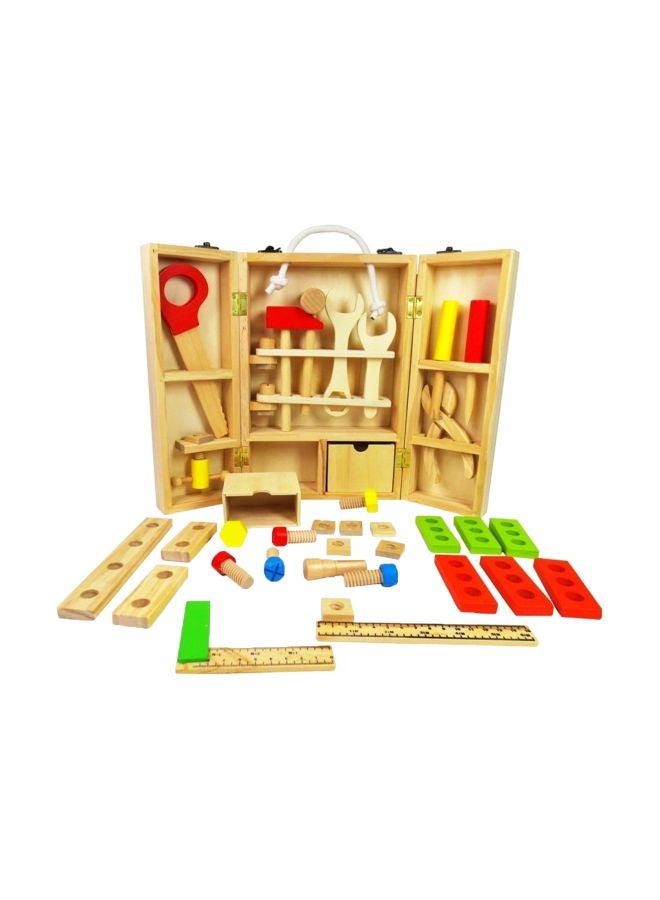 Wooden Carpenter Tool Box Play Set