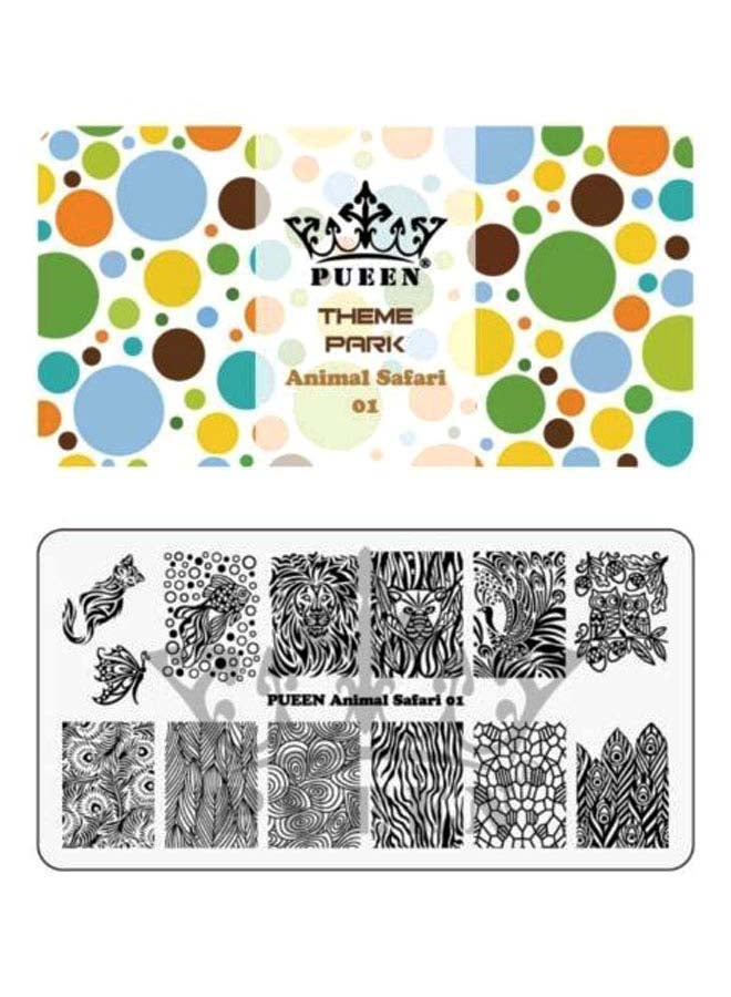 PUEEN Animal Safari Nail Art Stamping Plate Black - Image 1