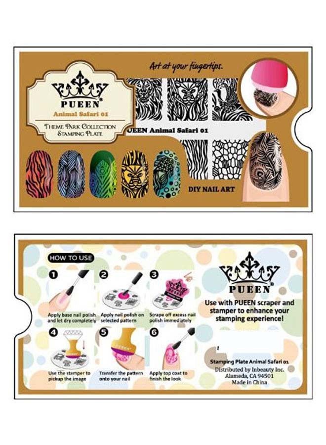 PUEEN Animal Safari Nail Art Stamping Plate Black - Image 2