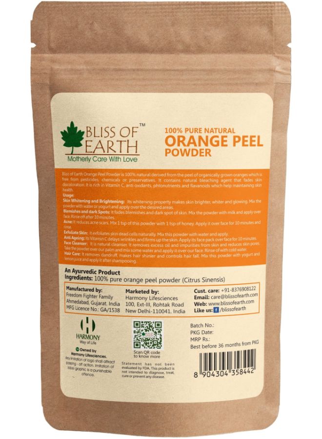 BLISS OF EARTH Pure Orange Peel Powder Face Pack 100grams  - Image 2