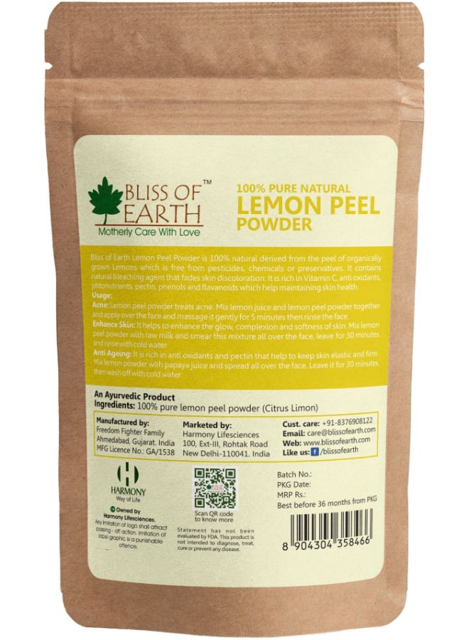 BLISS OF EARTH Pure Lemon Peel Powder Face Pack 100grams  - Image 2