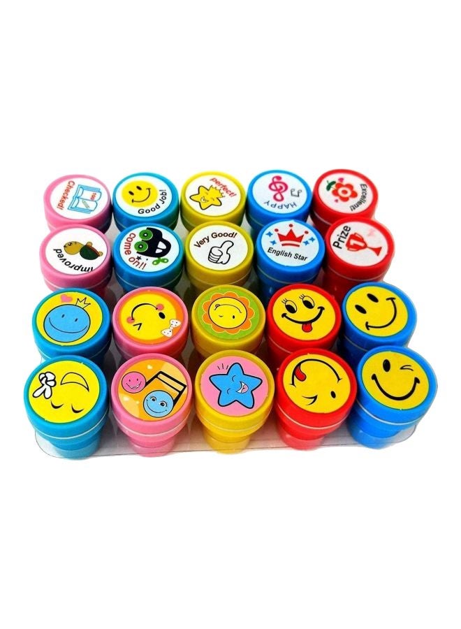 أويترا مجموعة أختام بتصميم رموز تعبيرية وتحفيزية مُكوّنة من 20 قطعة أزرق/وردي/أحمر - Image 1