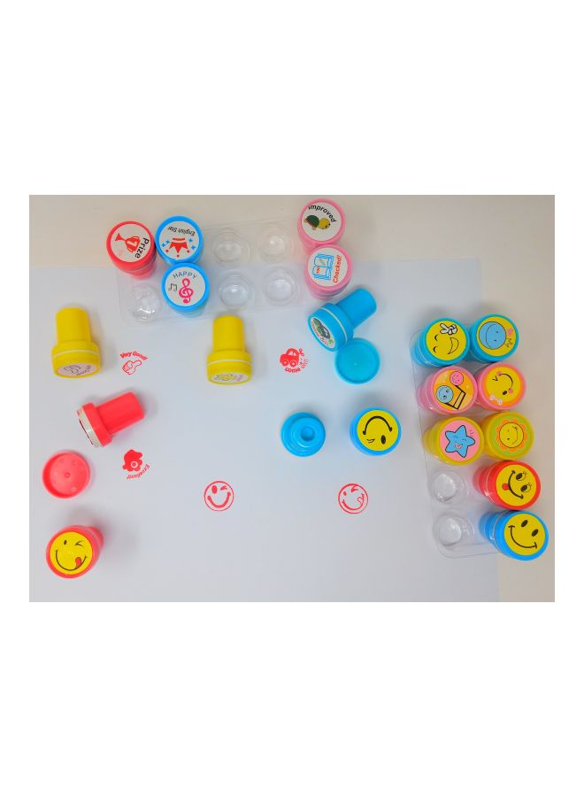 أويترا مجموعة أختام بتصميم رموز تعبيرية وتحفيزية مُكوّنة من 20 قطعة أزرق/وردي/أحمر - Image 4