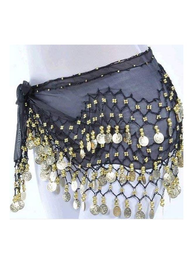 Fancydresswale Belly Dance Hip Scarf Waist Belt With Gold Coins Black Color 10+ Years  - Image 4
