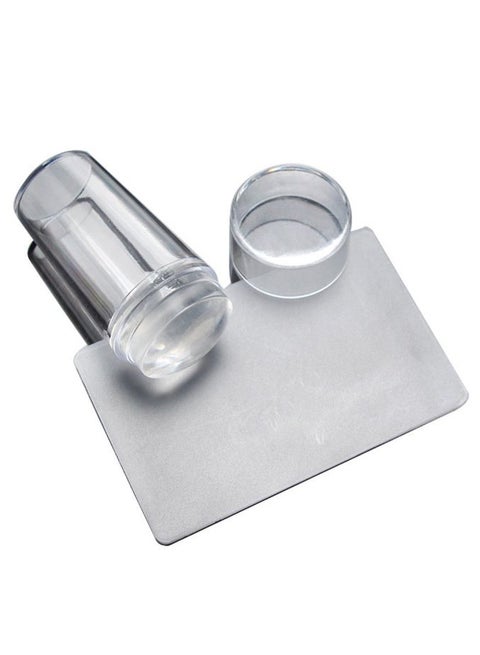 Nail Art Stamping Stamper With Cap Scraper Clear/Grey