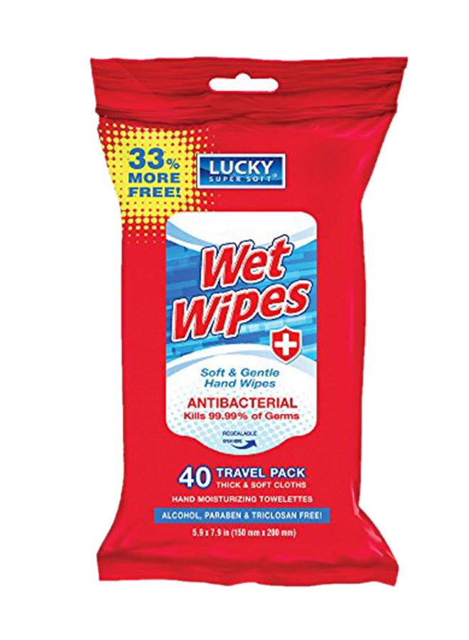 lucky super soft 40-Piece Antibacterial Wet Wipes 5.9 x 7.9inch