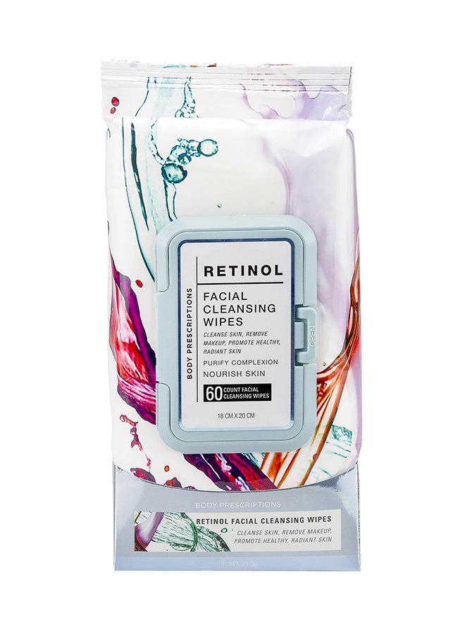 Body Prescriptions 60-Piece Retinol Facial Cleansing Wipes - Image 1