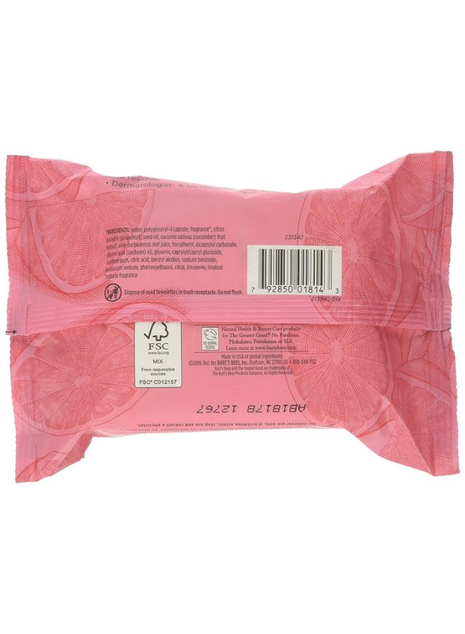 بيرتس بيز مناديل مبللة لتنظيف الوجه بالجريب فروت من 30 قطعة - Image 2
