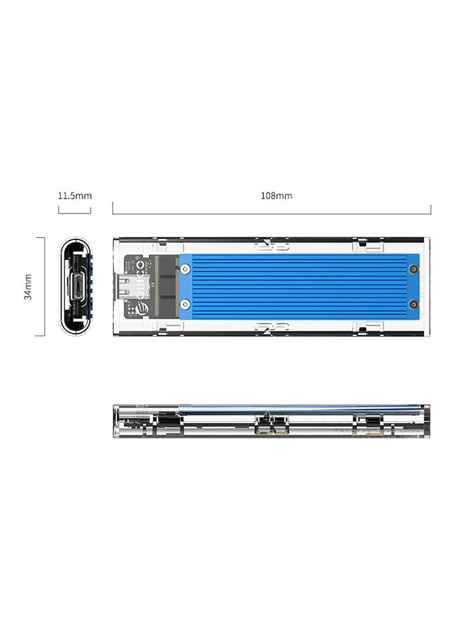 أوريكو - حافظة بمنفذ Type C لمحرك الأقراص الثابتة SSD طراز NVME M.2 أزرق - Image 1