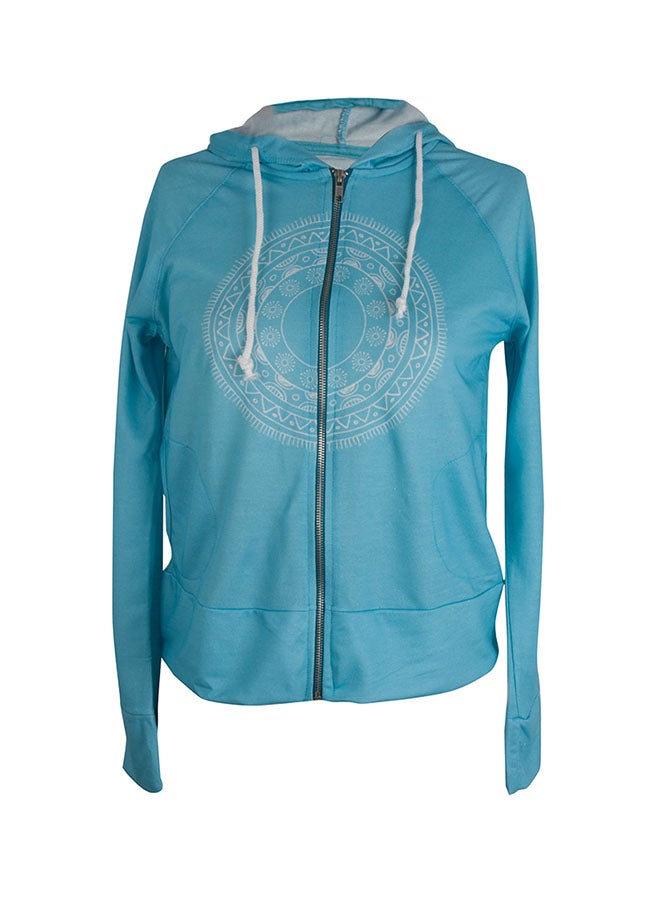 BiggYoga Casual Crew Neck Short Sleeve Hoodie Blue  - Image 1