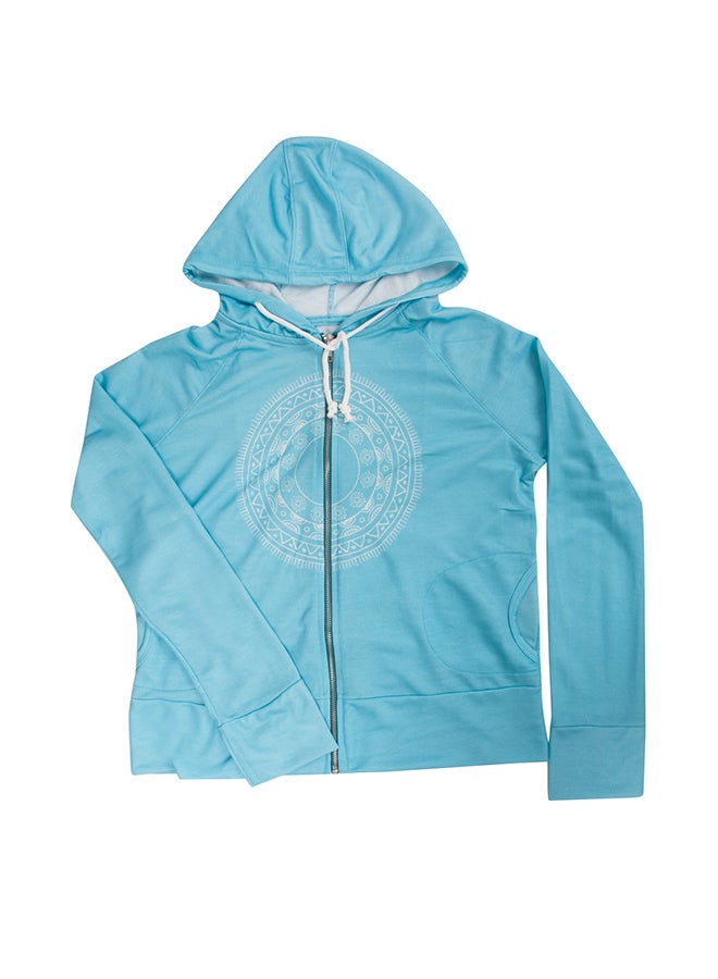 BiggYoga Casual Crew Neck Short Sleeve Hoodie Blue  - Image 3