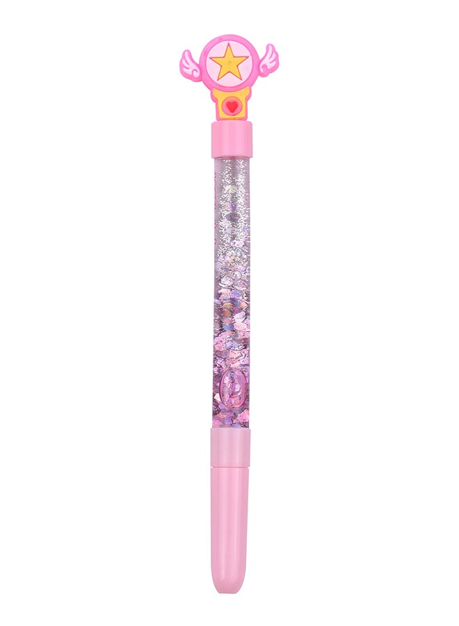Generic Star With Wings Shape Cap Black Gel Pen Pink  - Image 1