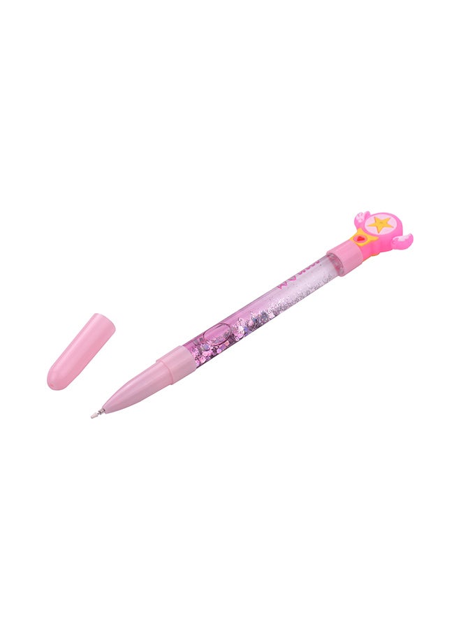 Generic Star With Wings Shape Cap Black Gel Pen Pink  - Image 2