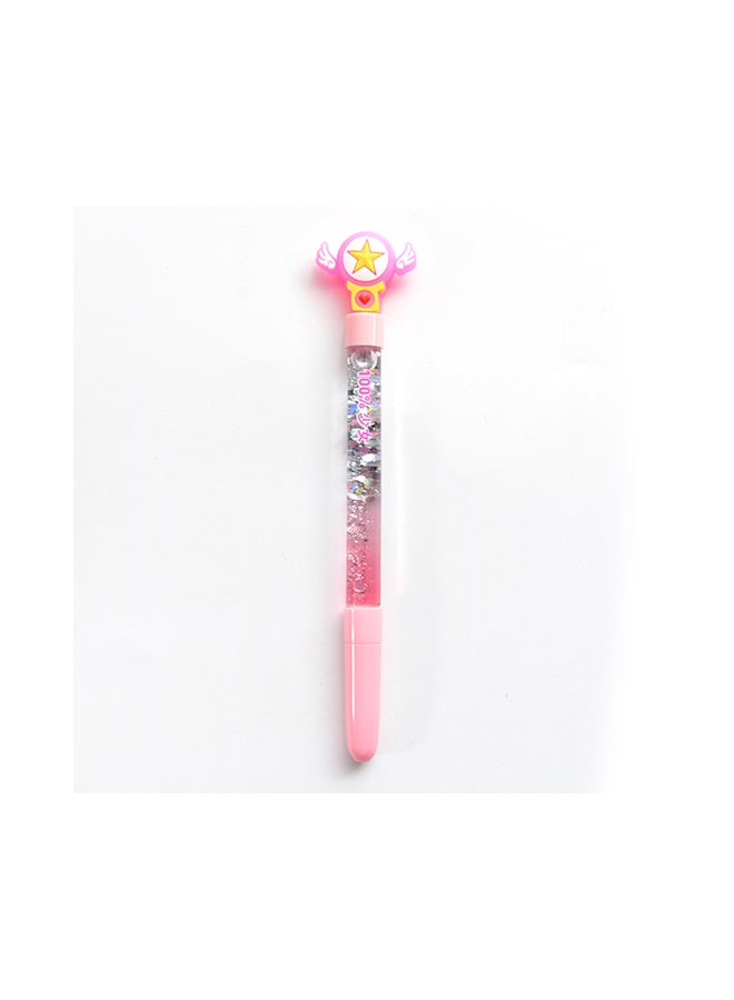 Generic Star With Wings Shape Cap Black Gel Pen Pink  - Image 3