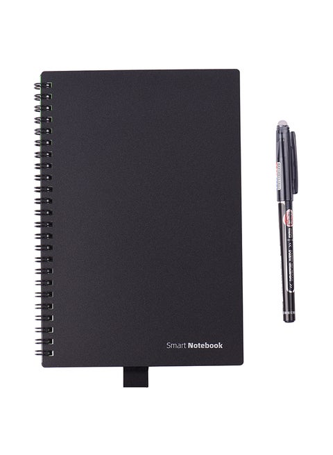 Reusable Smart Notebook Hardcover With Erasable Pen Black