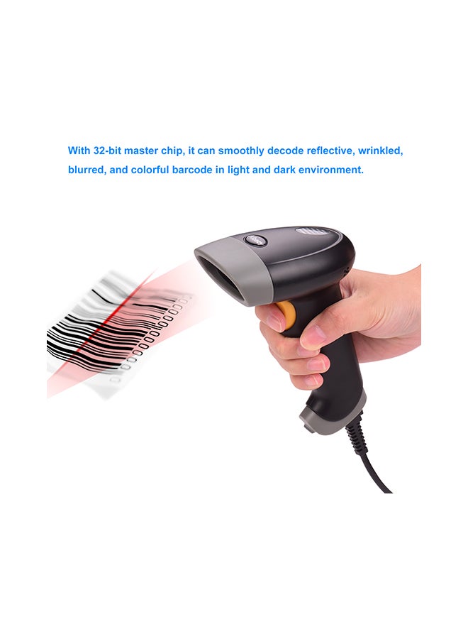 Handheld 1D Usb Barcode 32-Bit Decoder Scanner Black