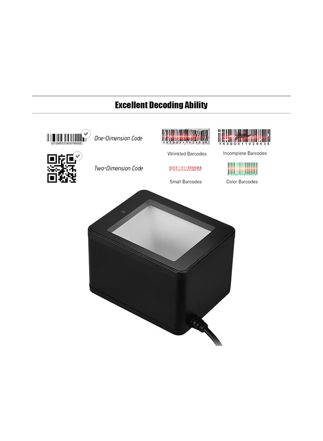 أيبيسي ماسح باركود مكتبي سلكي بمنفذ USB للأكواد الشريطية 1D/2D/QR أسود - Image 4