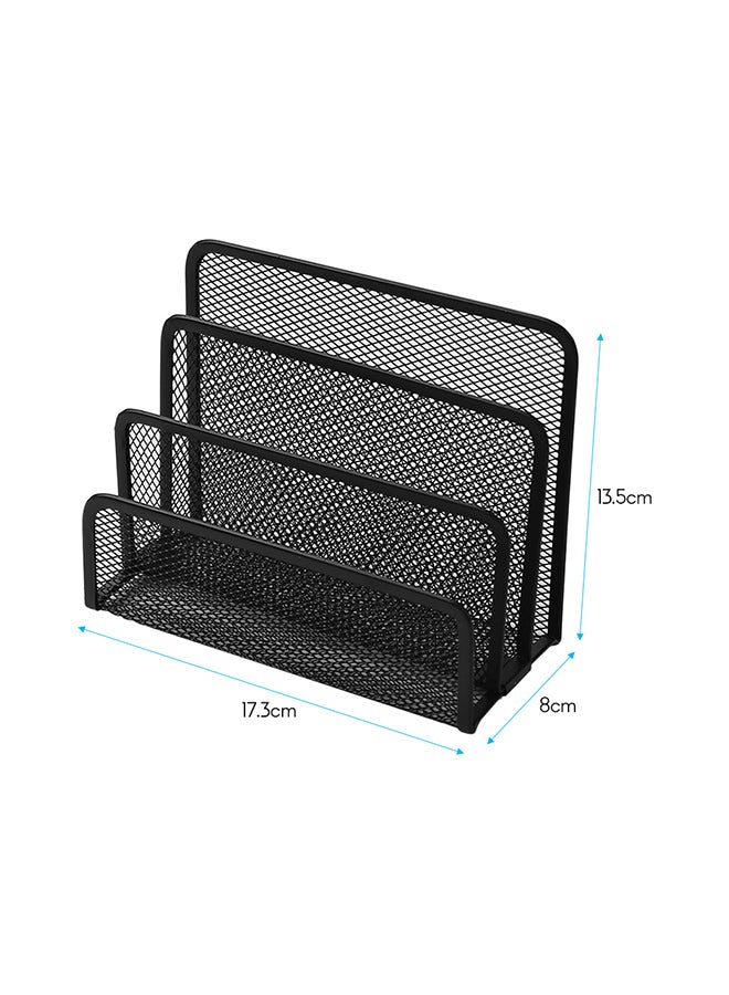 Metal Mesh Desk Mail File Book Organizer Stand Black - Image 2