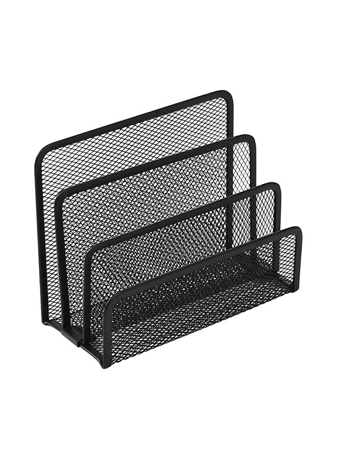 Metal Mesh Desk Mail File Book Organizer Stand Black - Image 3