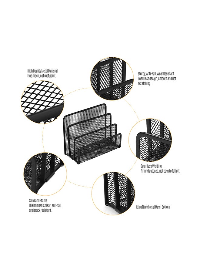 Metal Mesh Desk Mail File Book Organizer Stand Black - Image 4