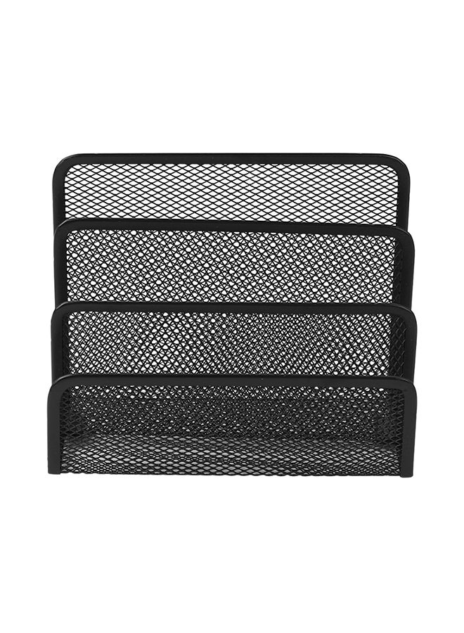 Metal Mesh Desk Mail File Book Organizer Stand Black - Image 1