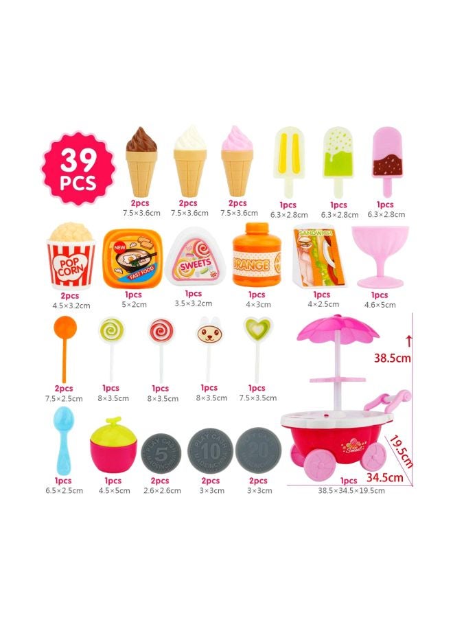 بوب شوجر مجموعة لعبة عربة حلوى الآيس كريم للعب الدور مكونة من 39 قطعة طراز 21893458129 - Image 3