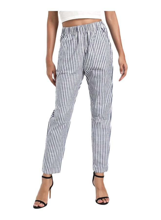 Generic - Straight Mid Waist Striped Pocket Pants grey - Image 1