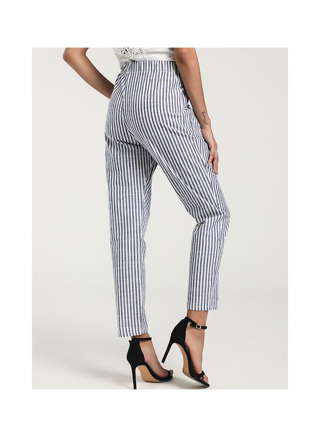 Generic - Straight Mid Waist Striped Pocket Pants grey - Image 1