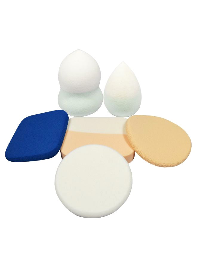 أدبيني طقم إسفنجات مكياج مكون من 6 قطع أبيض/أزرق/بيج - Image 1