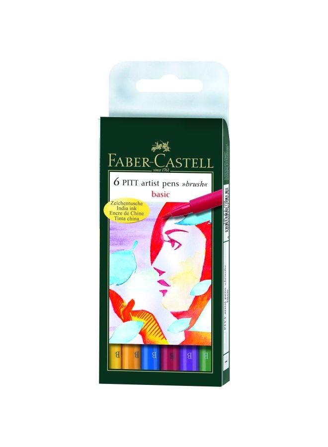 FABER-CASTELL - 6-Piece Pitt Artist Color Pen Brush Set 167103 Multicolour - Image 1
