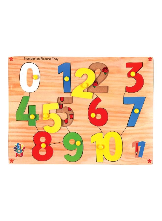 Skillofun Wooden 0-10 Number On Picture Tray With Knobs Learning Toy L-39SK