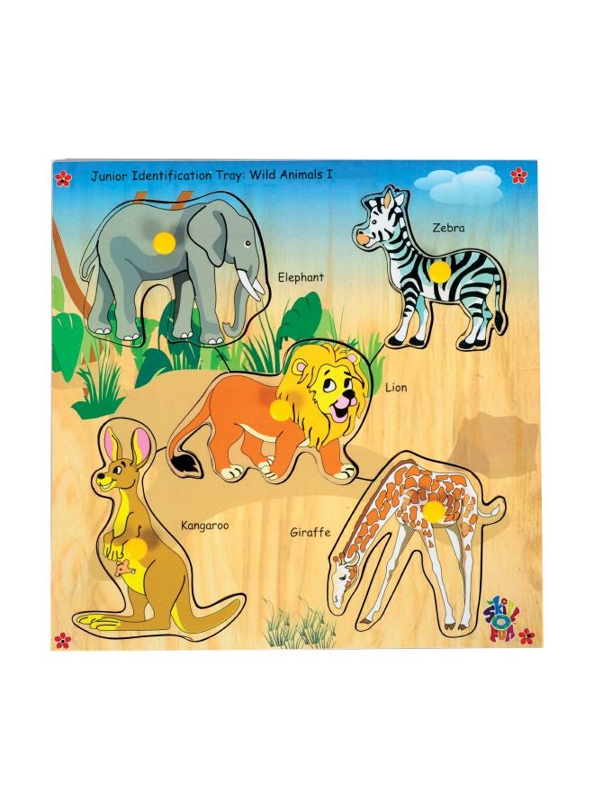 Skillofun Wooden Junior Identification Wild Animals I Tray With Knobs SFS-46E
