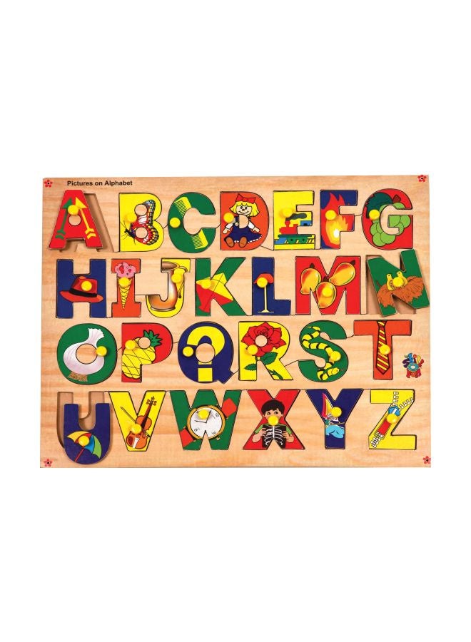 Skillofun Wooden Picture On Alphabet Tray With Knobs L-50SK