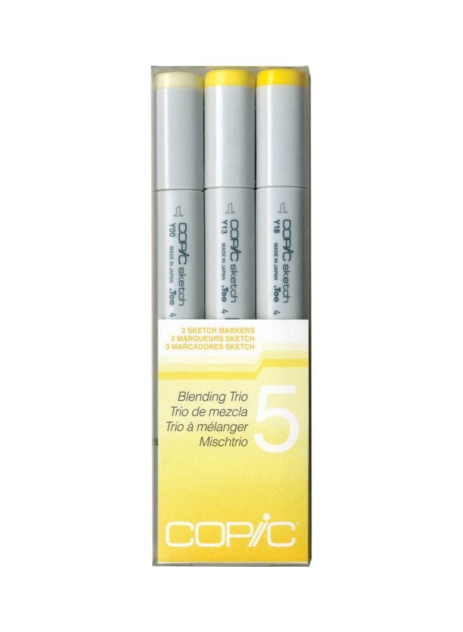 Pack Of 3 Sketch Marker SBT-5 Yellow