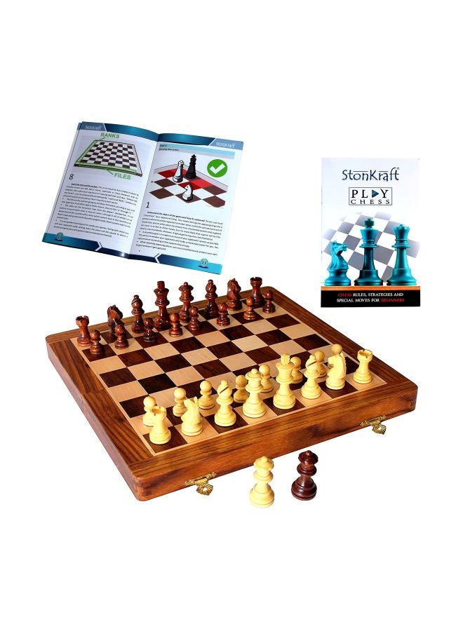 StonKraft Folding Wooden Chess Game Board Set 12inch - Image 2