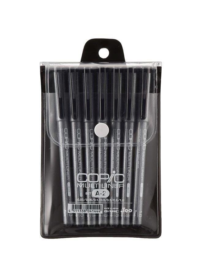 كوبيك طقم أقلام ماركر كوبيك متعددة الخطوط مكون من 7 قطع طراز MLA2 أسود - Image 1