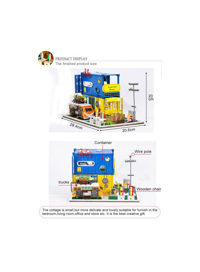 Wooden Dollhouse DIY Kit With LED Light - Image 4