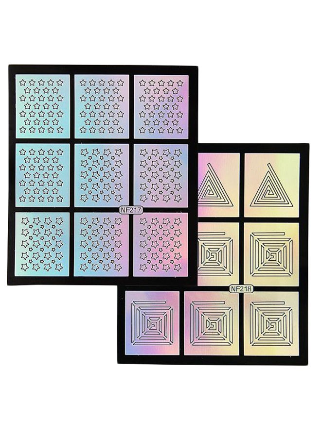 Winstonia 2-Sheet Stars And Geometric Design Nail Art Sticker Multicolour - Image 1