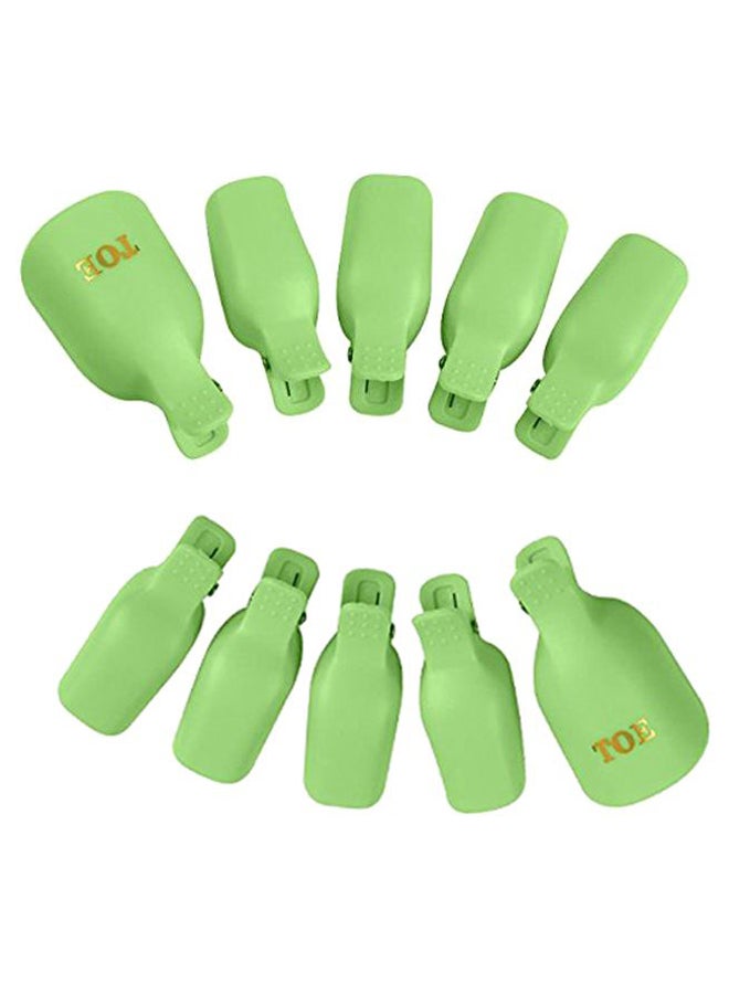 Yimart 10-Piece Nail Polish Remover Clip Cap Set Green - Image 1