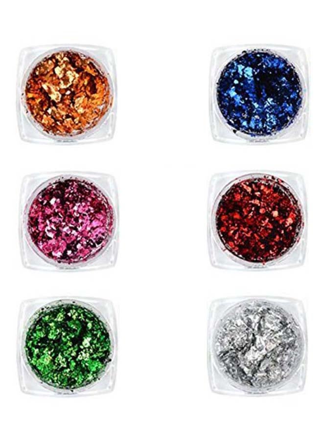 مينجين مجموعة مسحوق طلاء أظافر لامع بتصميم عاكس وثلاثي الأبعاد مكونة من 6 قطع متعدد الألوان - Image 1
