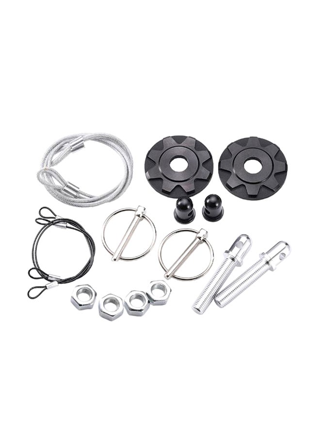 Generic 2-Piece Aluminum Racing Hood Pin Appearance Kit With Rings 