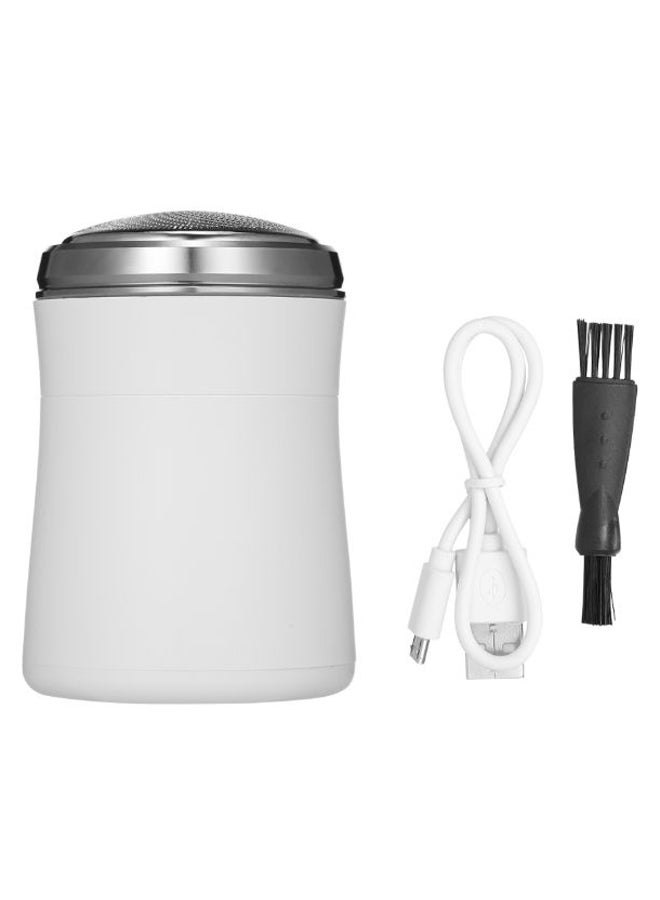 ماكينة حلاقة كهربائية صغيرة مع فرشاة غبار وكابل USB أبيض - Image 1