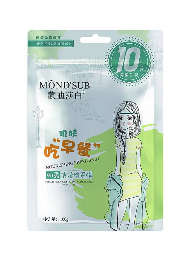 Mond'sub 10-Piece Glistening And Glowing Facial Mask Sheet 10grams 