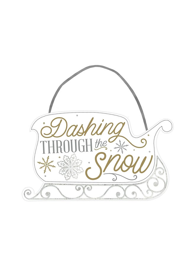 أمسكان لافتة بطبعة عبارة "Dashing Through The Snow" 7.50x12.50بوصة