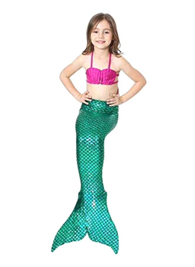 J&J 3-Piece Mermaid Swimming Suit With Bikini Set Green/Red - Image 2