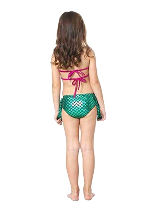 J&J 3-Piece Mermaid Swimming Suit With Bikini Set Green/Red - Image 4