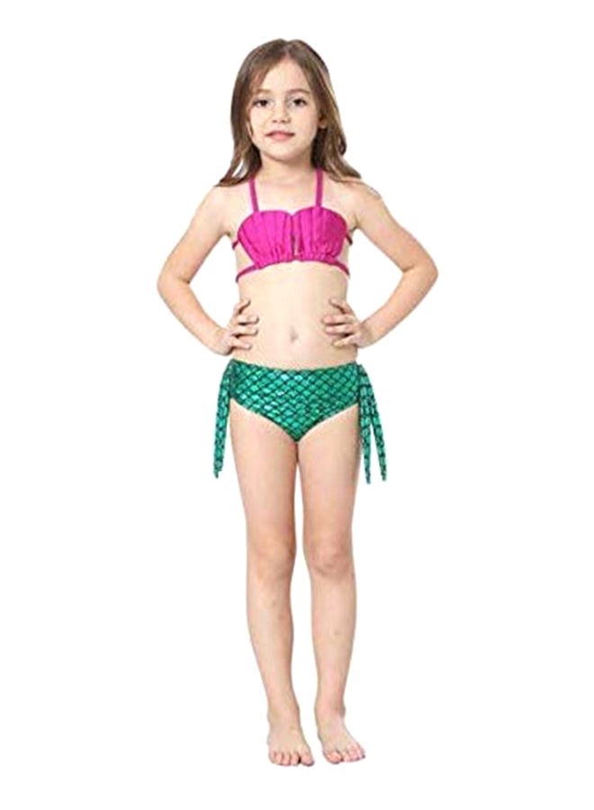 J&J 3-Piece Mermaid Swimming Suit With Bikini Set Green/Red - Image 3